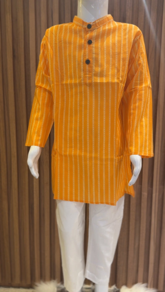 Orange Stripes Kurta Set