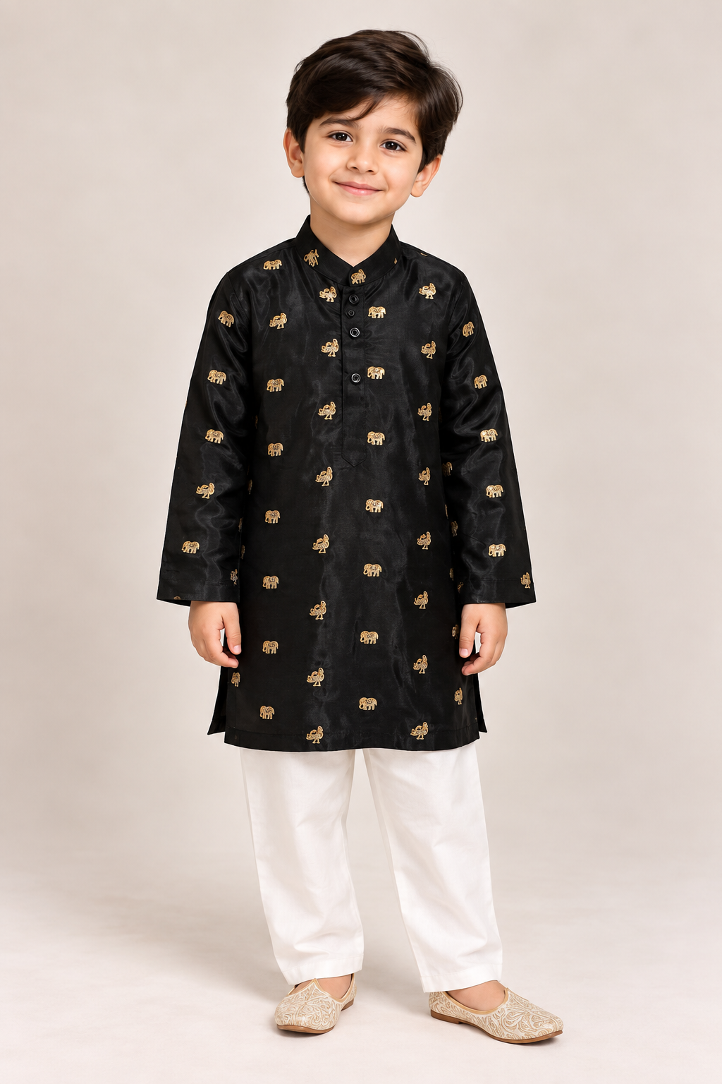 Mayilum Yaanaiyum Karuppu Kids Kurta