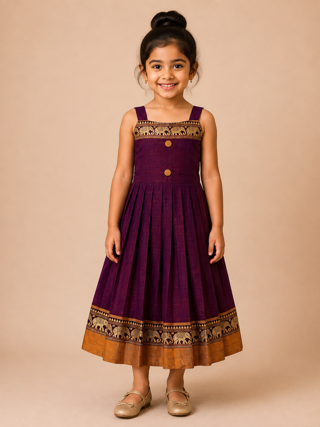 Purple Narayanpet Strap Dress