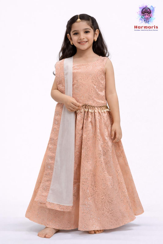 Peach Brocade Skirt and Top