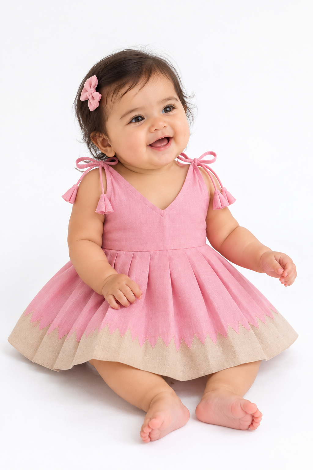 Pink Gold Border Frock