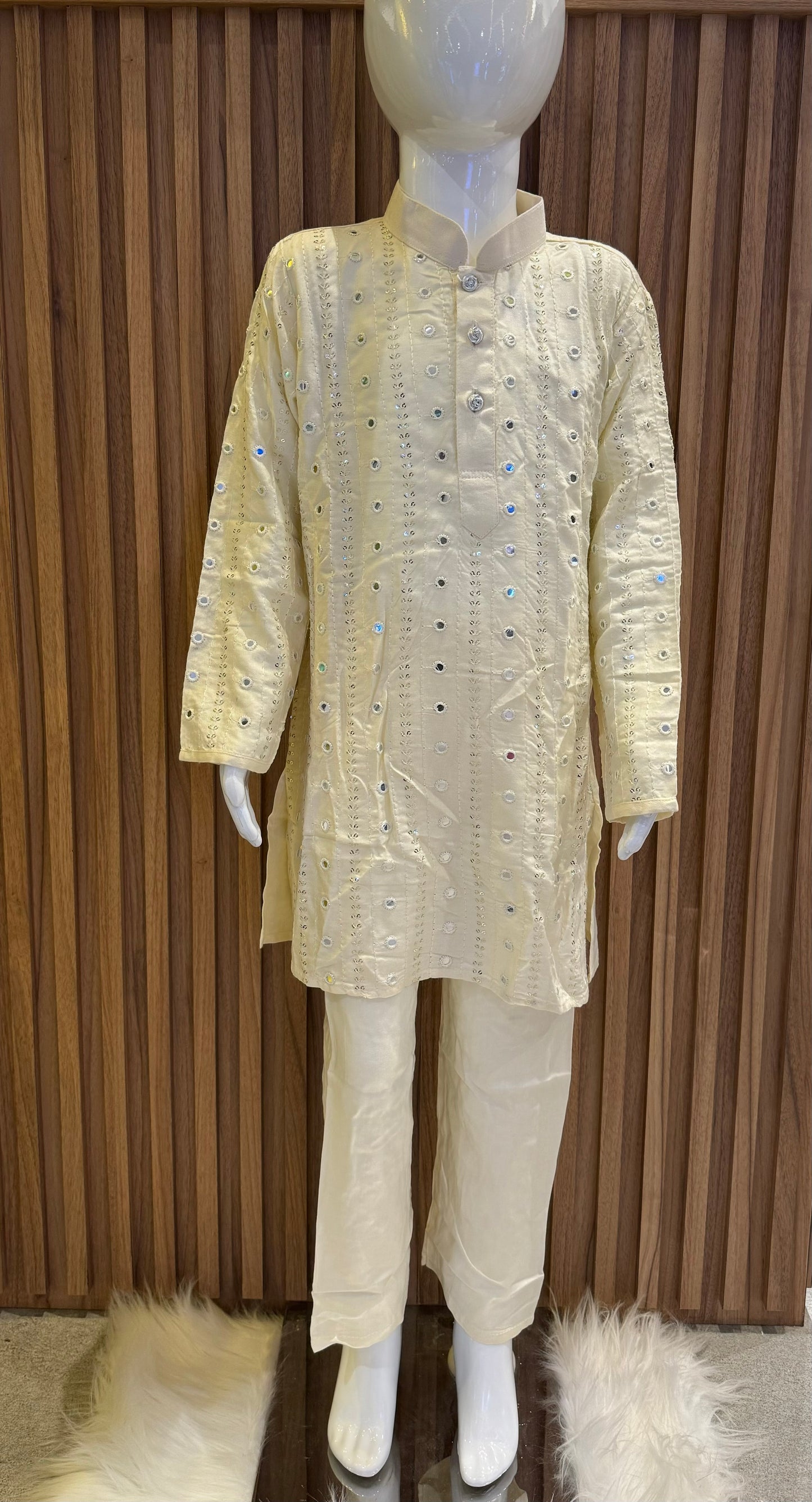 Pearl White Embriodered Kurta Pyjama Set