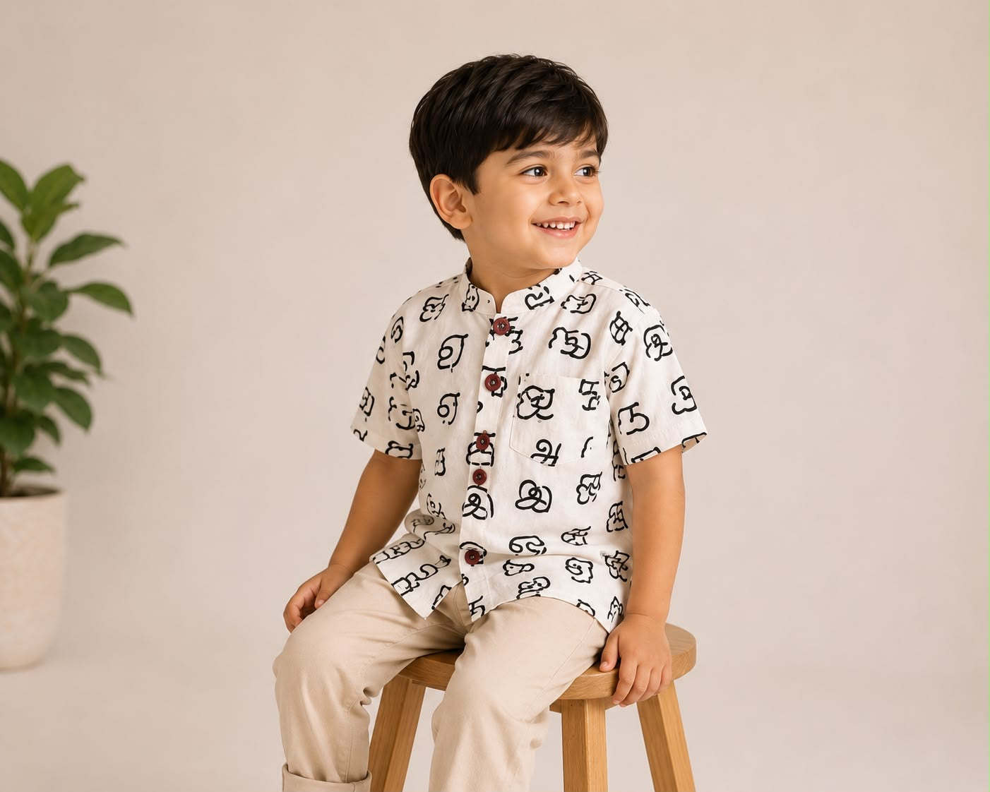 Tamil Scripts on White Kurta