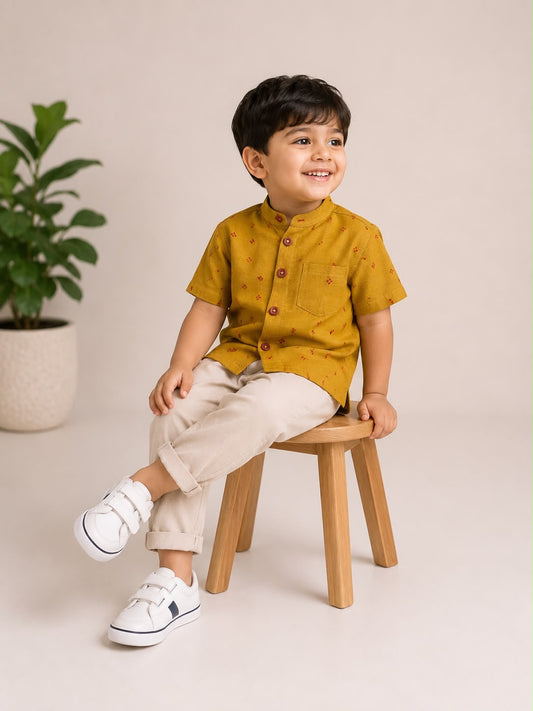 Mustard Buti Print Kurta