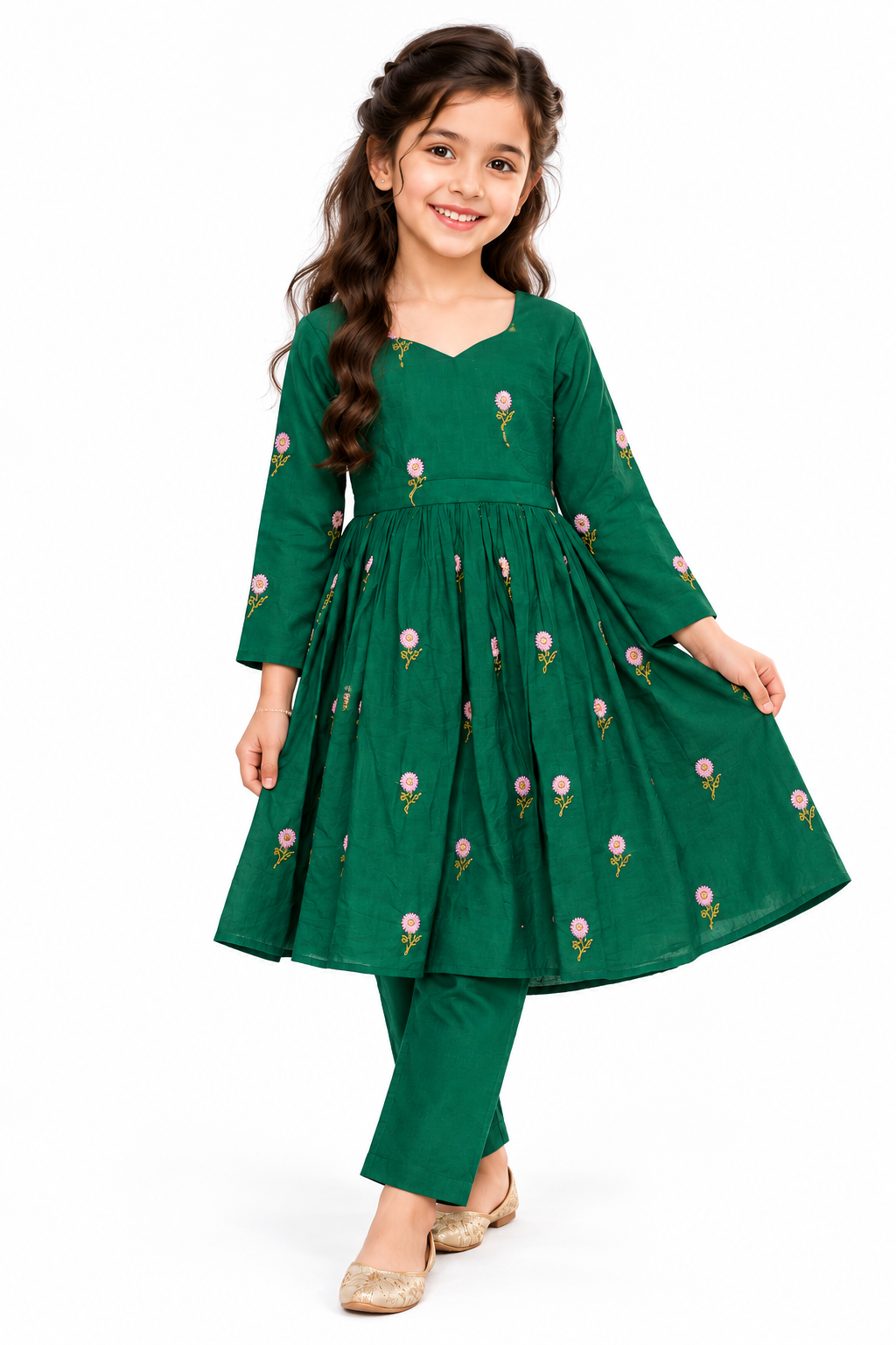 Mayil Pachai Floral Kurti Set