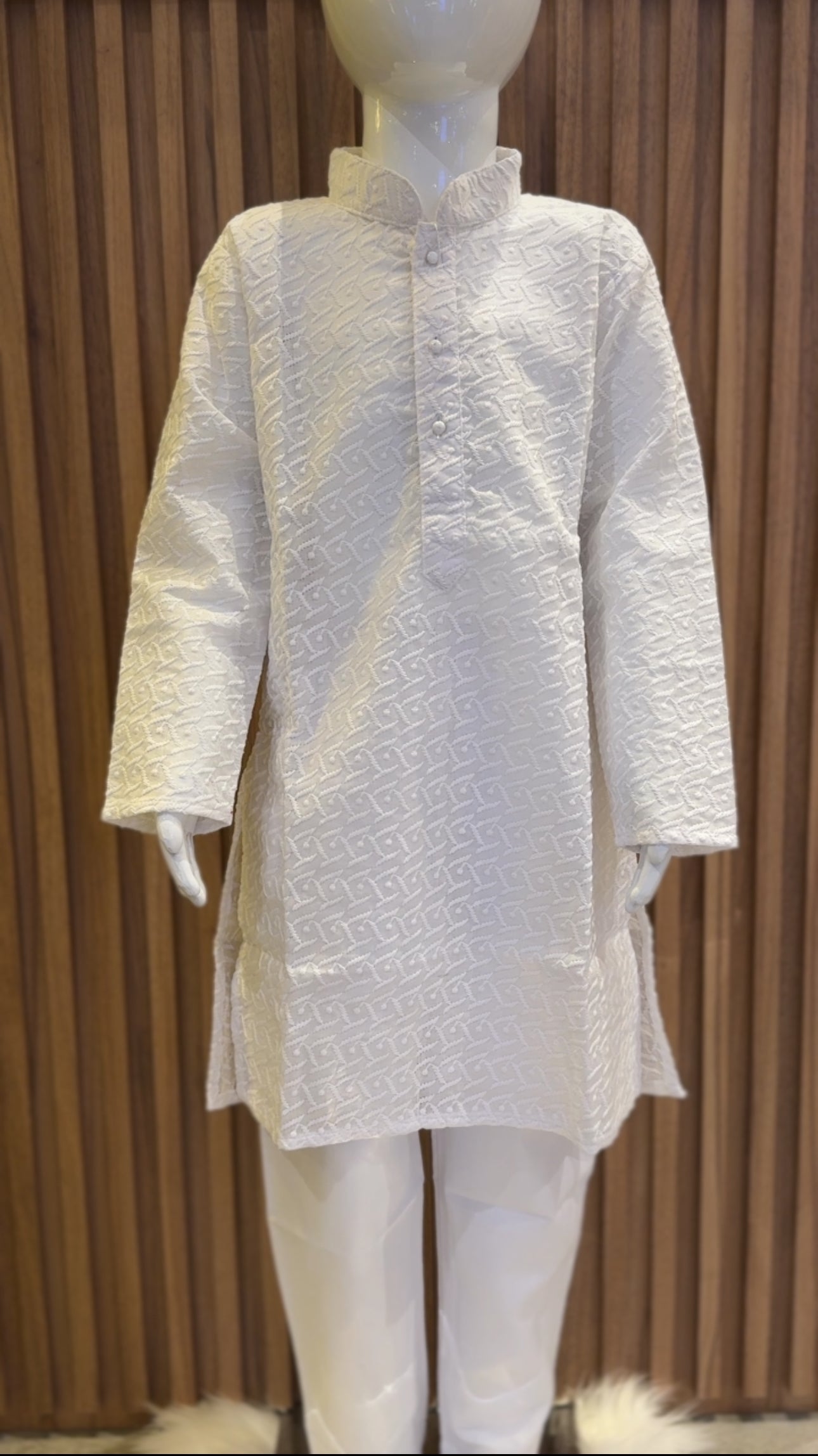 White Chikan Work Kurta Pyjama