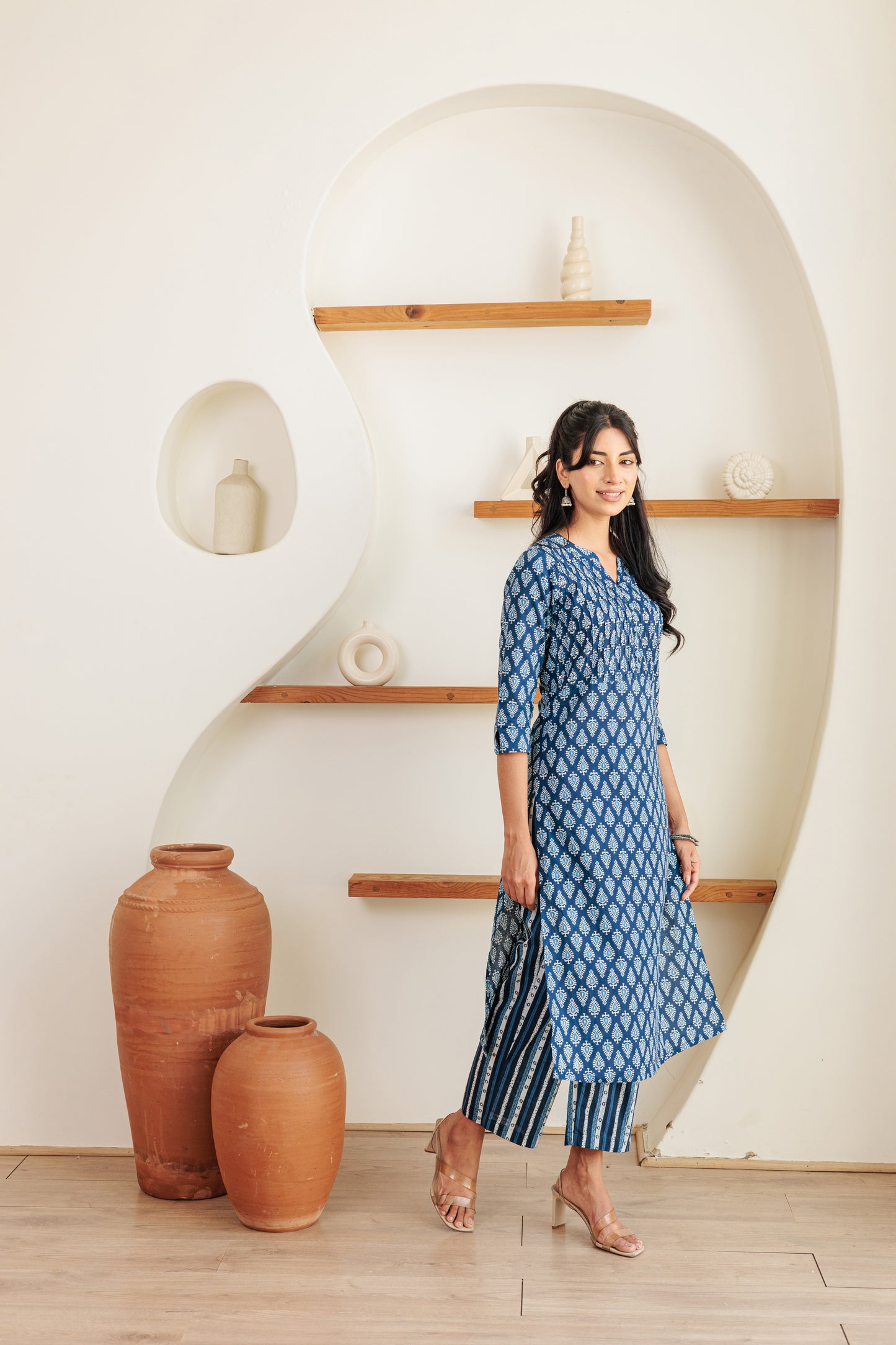 Kadal Neelam Kurti with Plazzo Pants Family