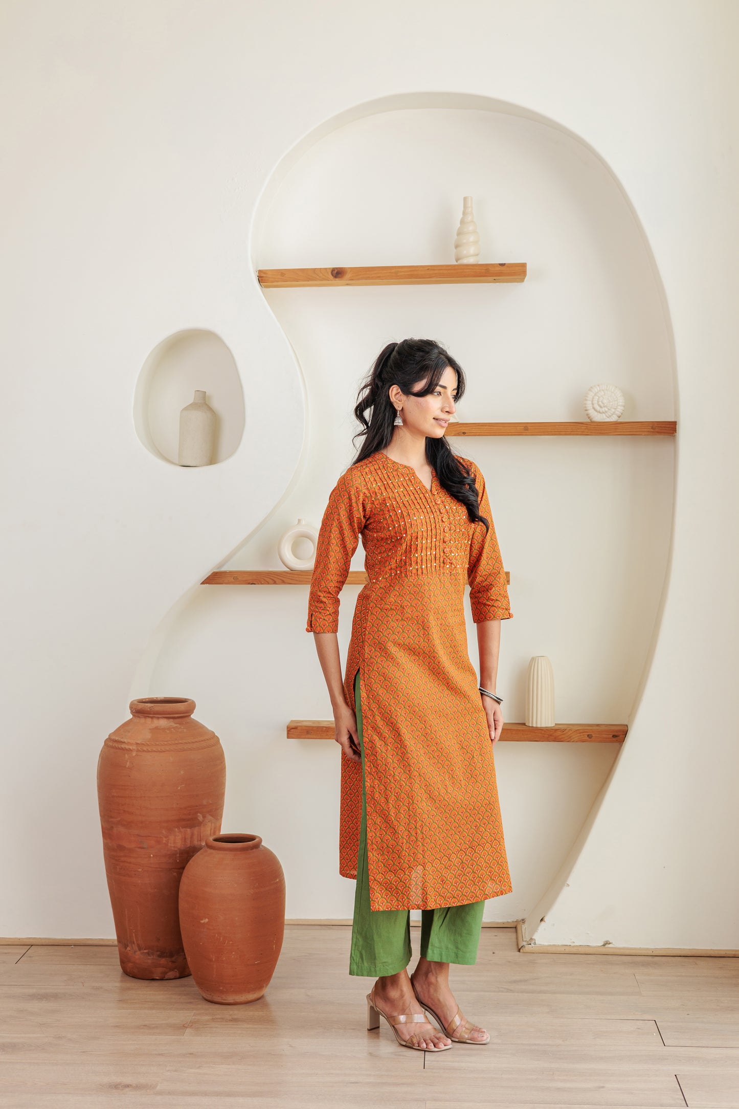 Mandarin Vamsam Kurti with Plazzo Pants Family