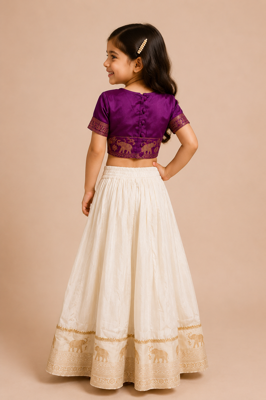 Purple Gaja Lakshmi Kerala Inspired Pavadai