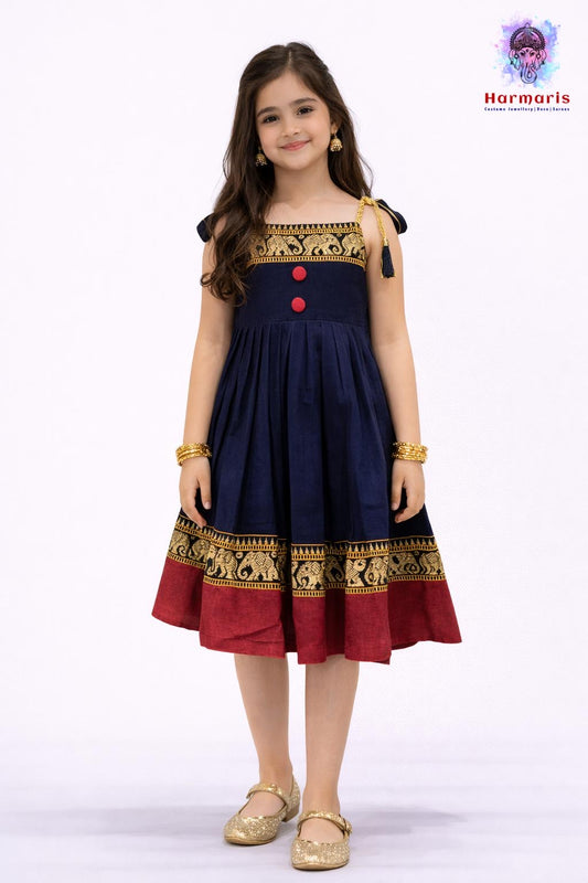 Royal Blue Narayanpet Frock