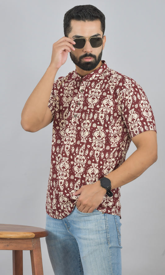 Vintage Maroon Half Short Kurta