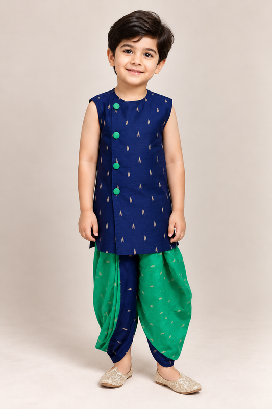 Neela Mint Cotton Kurta Dhoti Set