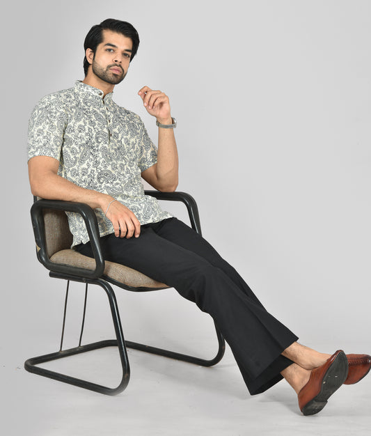 Ivory Vine Short Sleeves Kurta