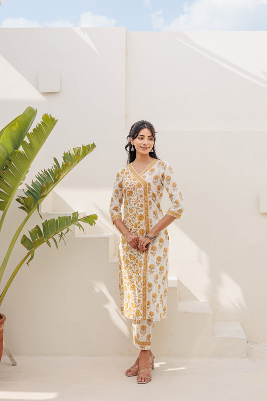 Dvinya Marigold Angrakha Kurti Set