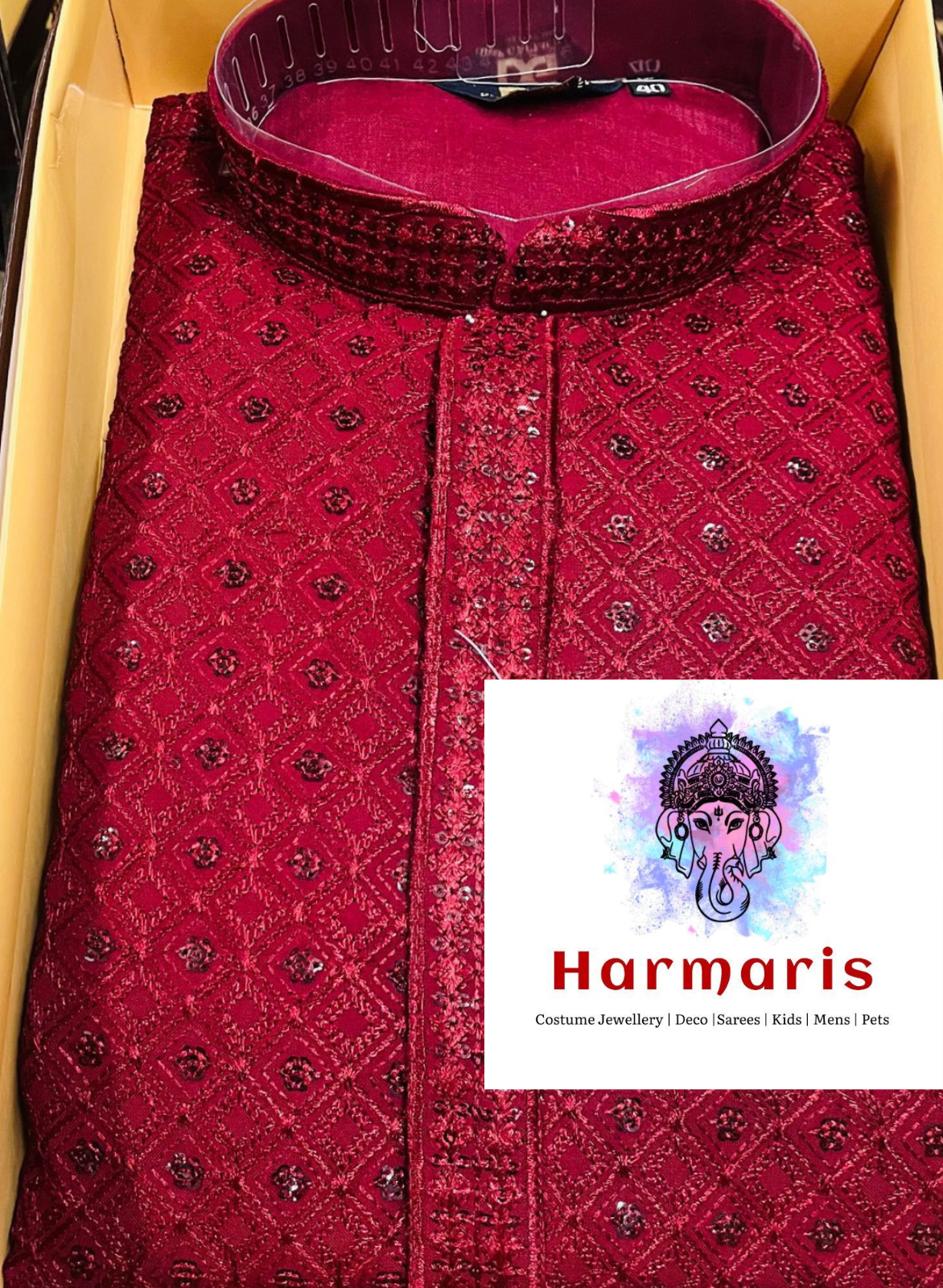 Premium Maroon Chikankari Mens Kurta Set