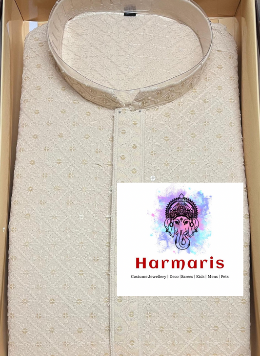 Fawn Chikankari Mens Kurta Set