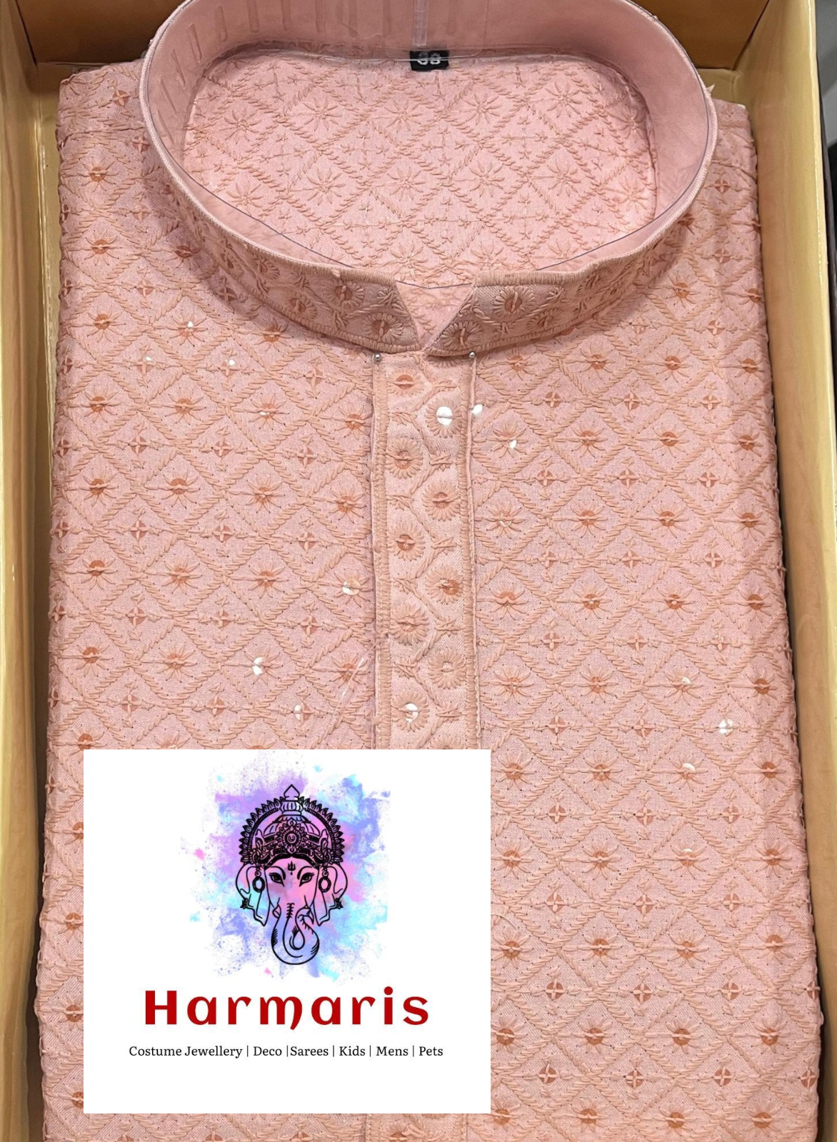 Pastel Pink Chikankari Mens Kurta Set