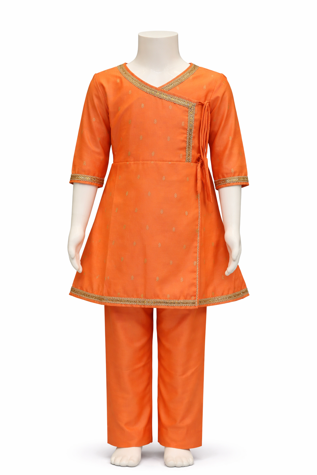 Orange Gota Buti Angrakha Set