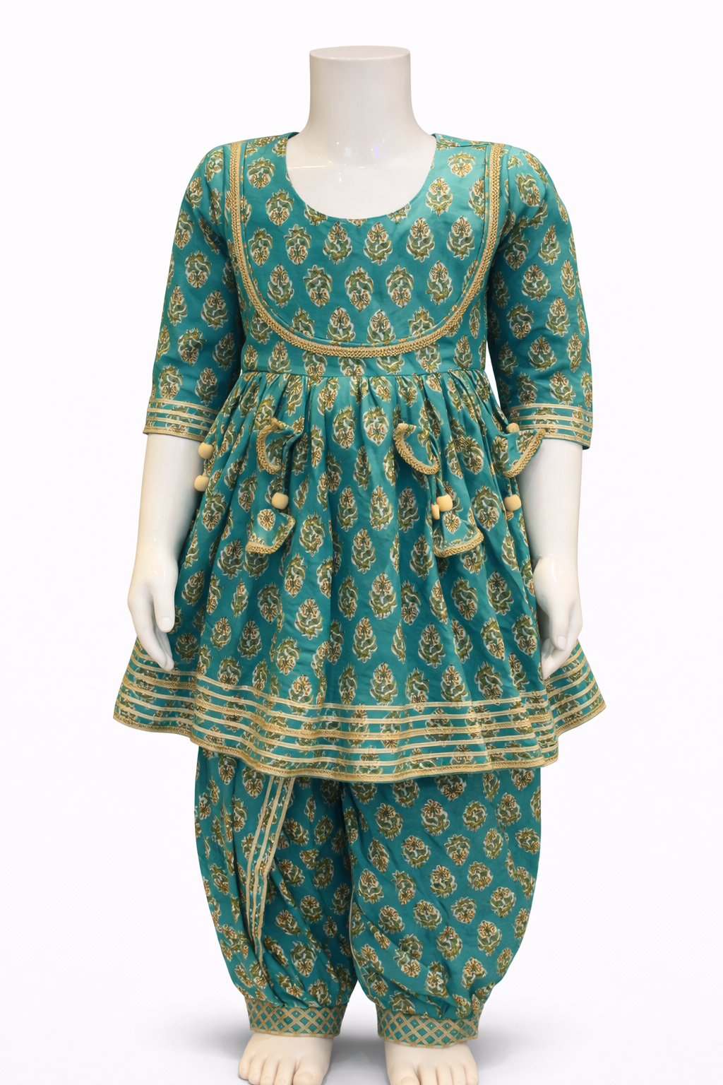 Green Floral Kurti with Tulip Pant