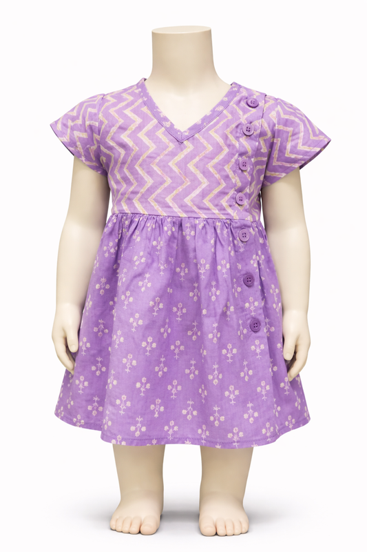 Purple Zig Zag Dress with Diaper Cover