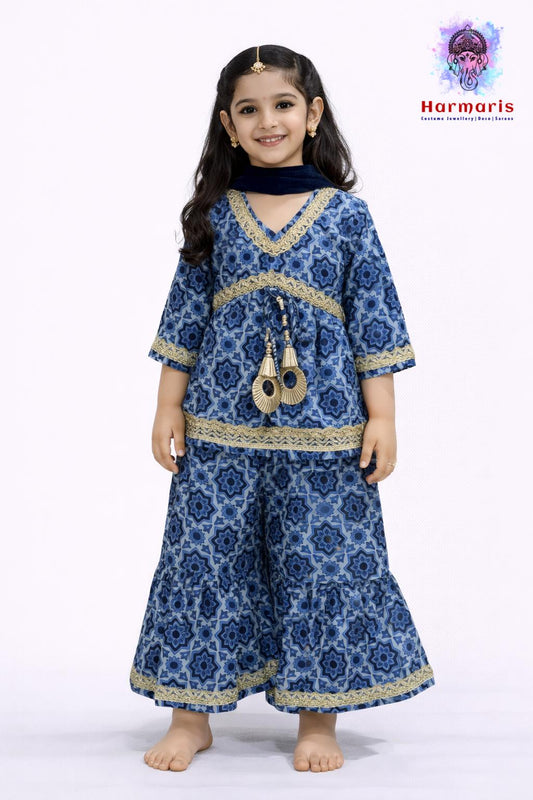 Indigo Star Kurti with Sharara Pants