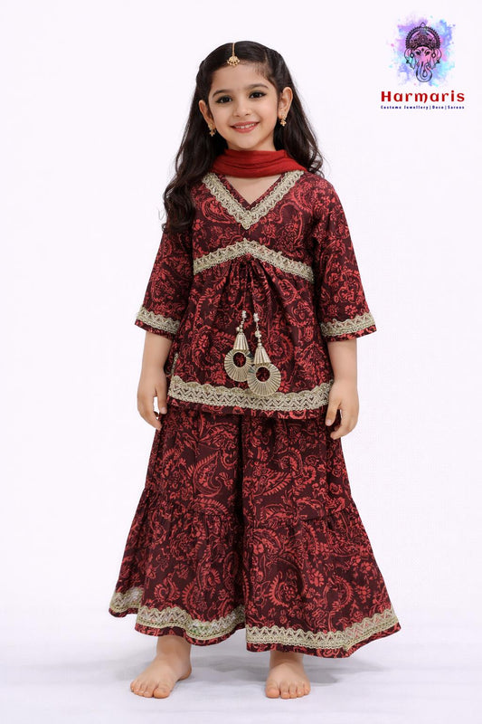 Rustic Paisley Kurti with Sharara Pants
