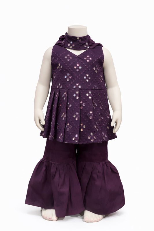Deep Plum Mirror Kurti Set