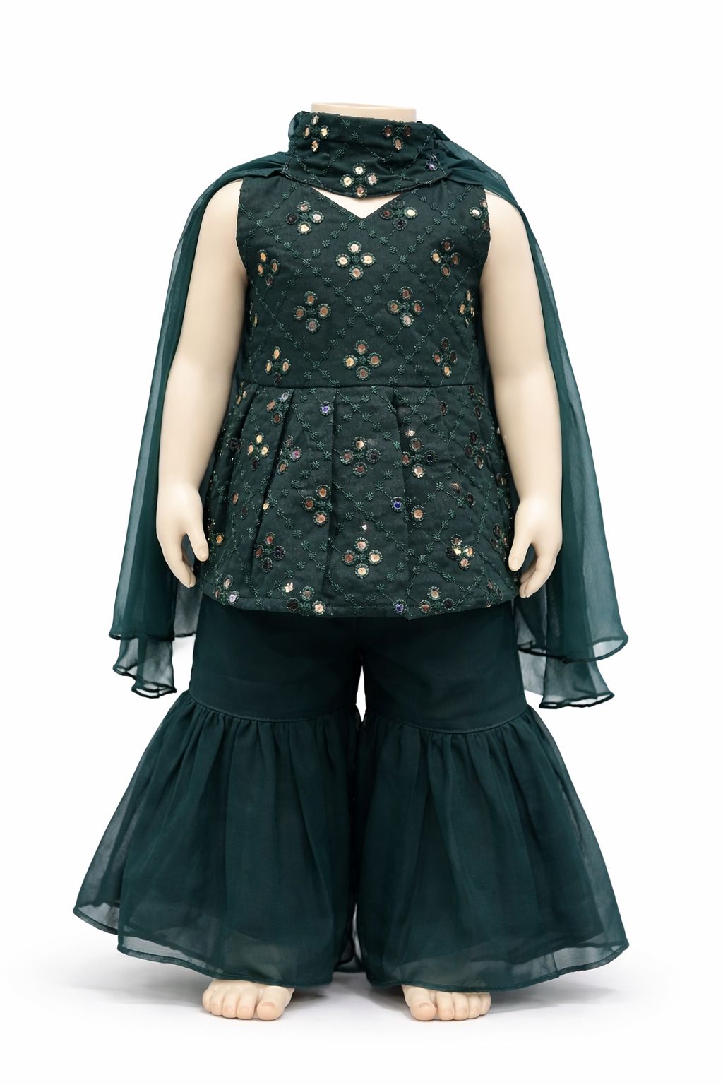 Teal Mirror Kurti Set