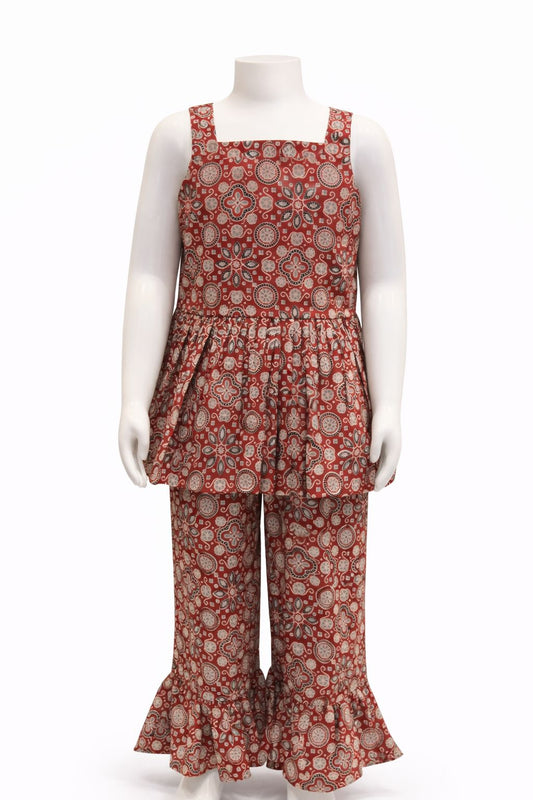Maroon Circular Floral Pelpum Set