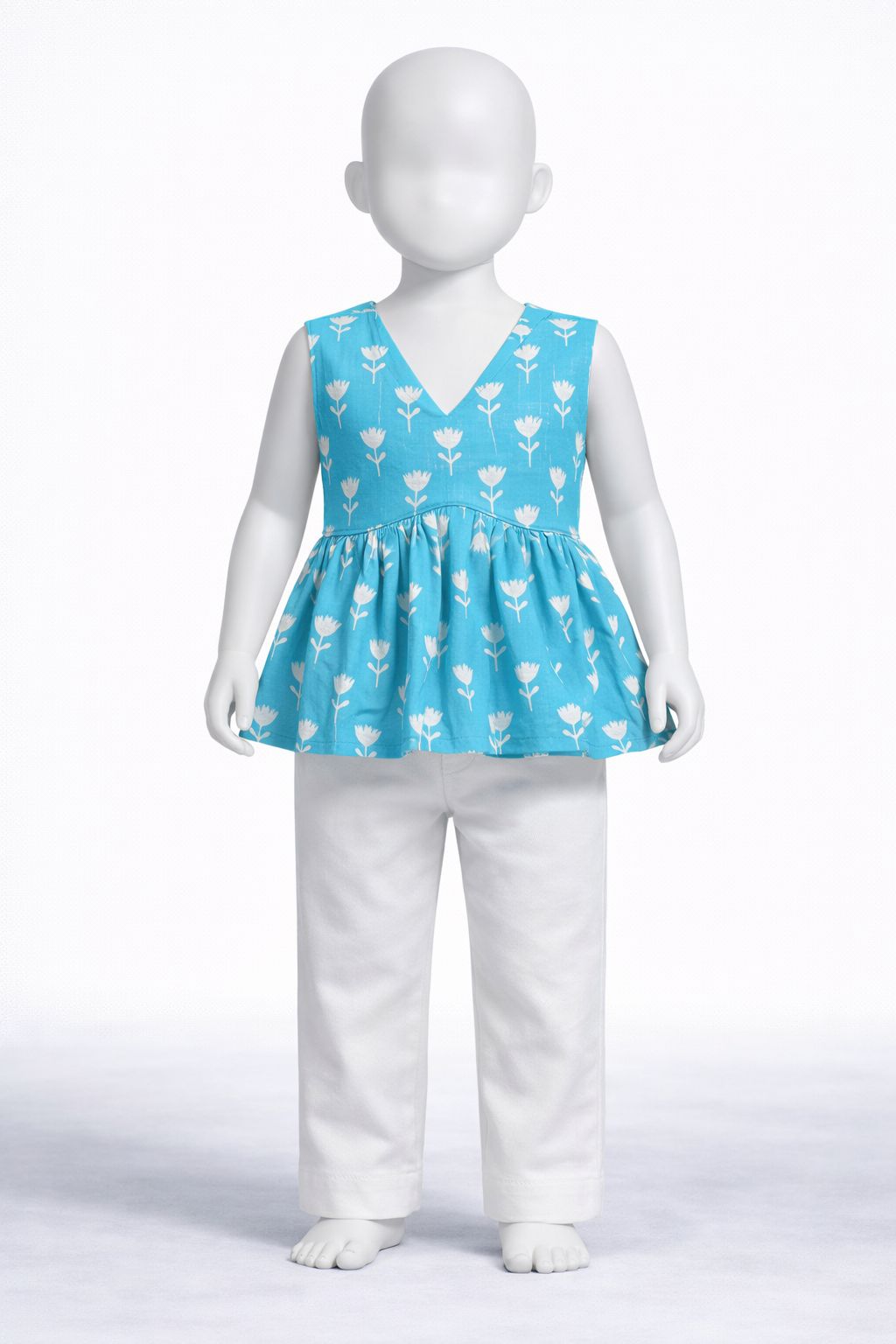Sky Blue Peplum Top