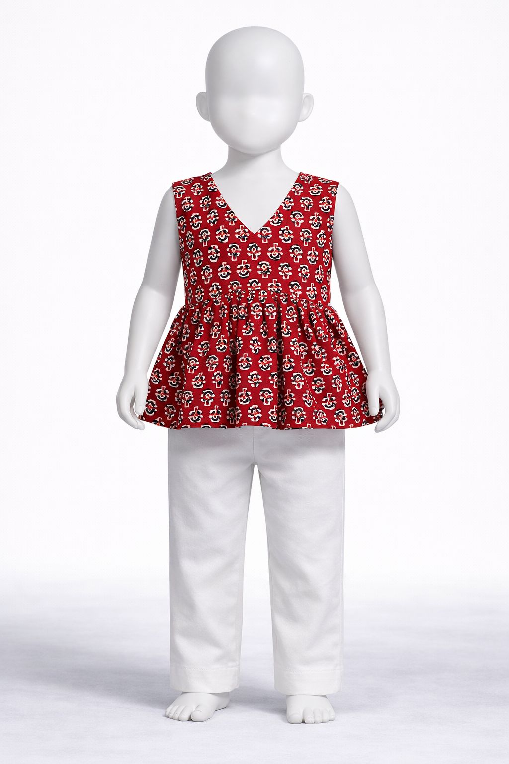 Red Petal Peplum Top