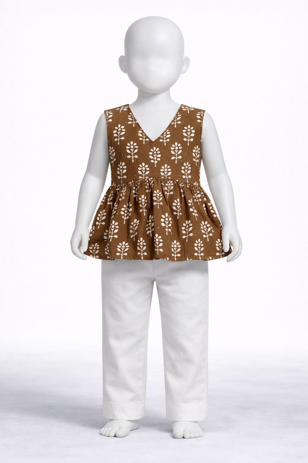 Mocha Botanical Peplum Top