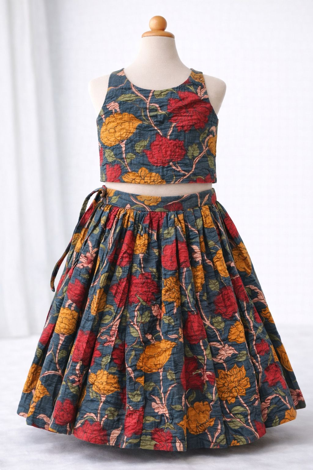 Blue Blossom Skirt and Back Tie Top
