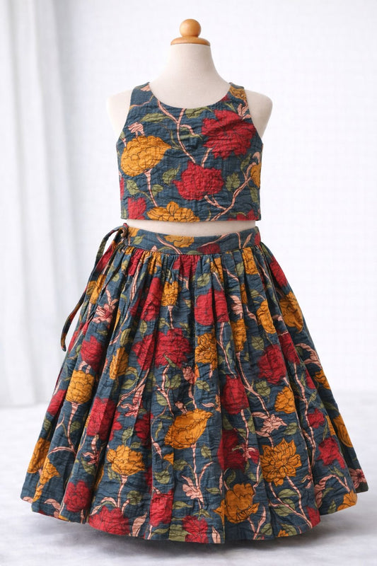 Blue Blossom Skirt and Back Tie Top