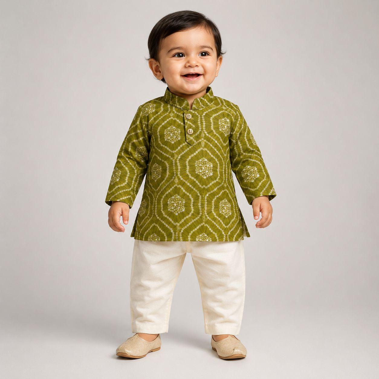 Green Mandala Bandhani Kurta Set