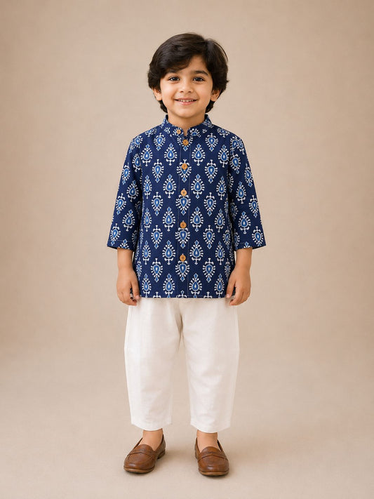Peacock Teardrop Kurta with Pants Family Combo