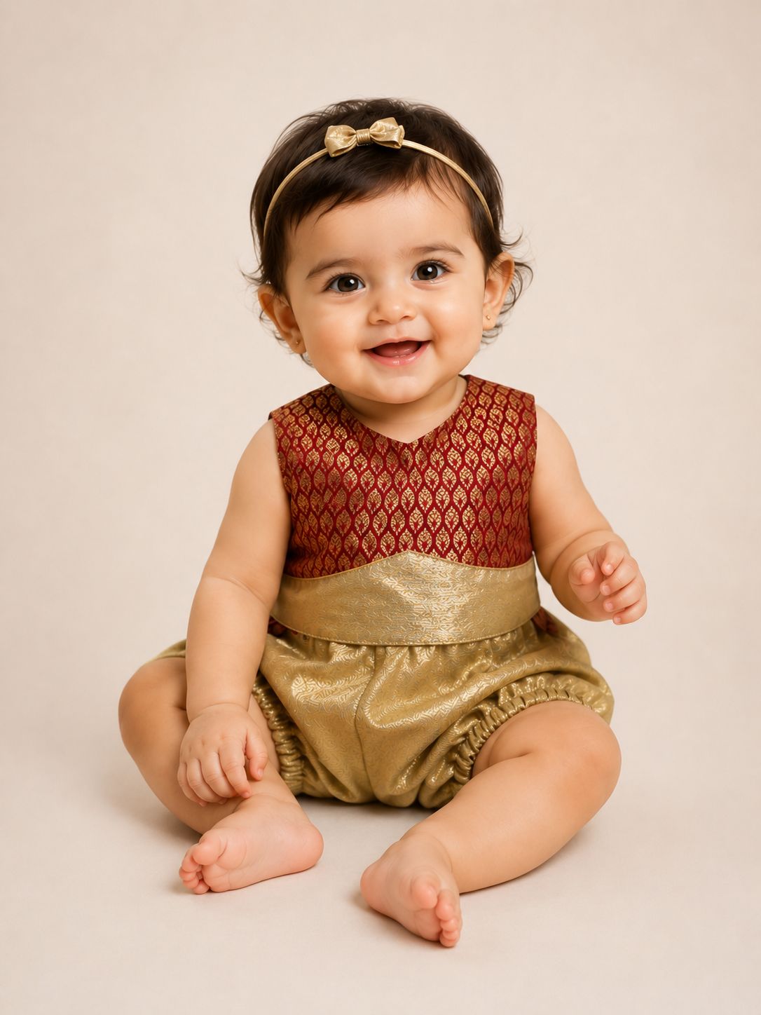 Golden Maroon Romper