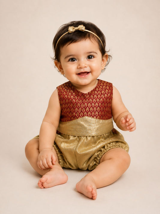 Golden Maroon Romper