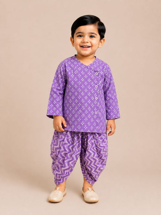 Purple Zig Zag Kurta with Dhoti
