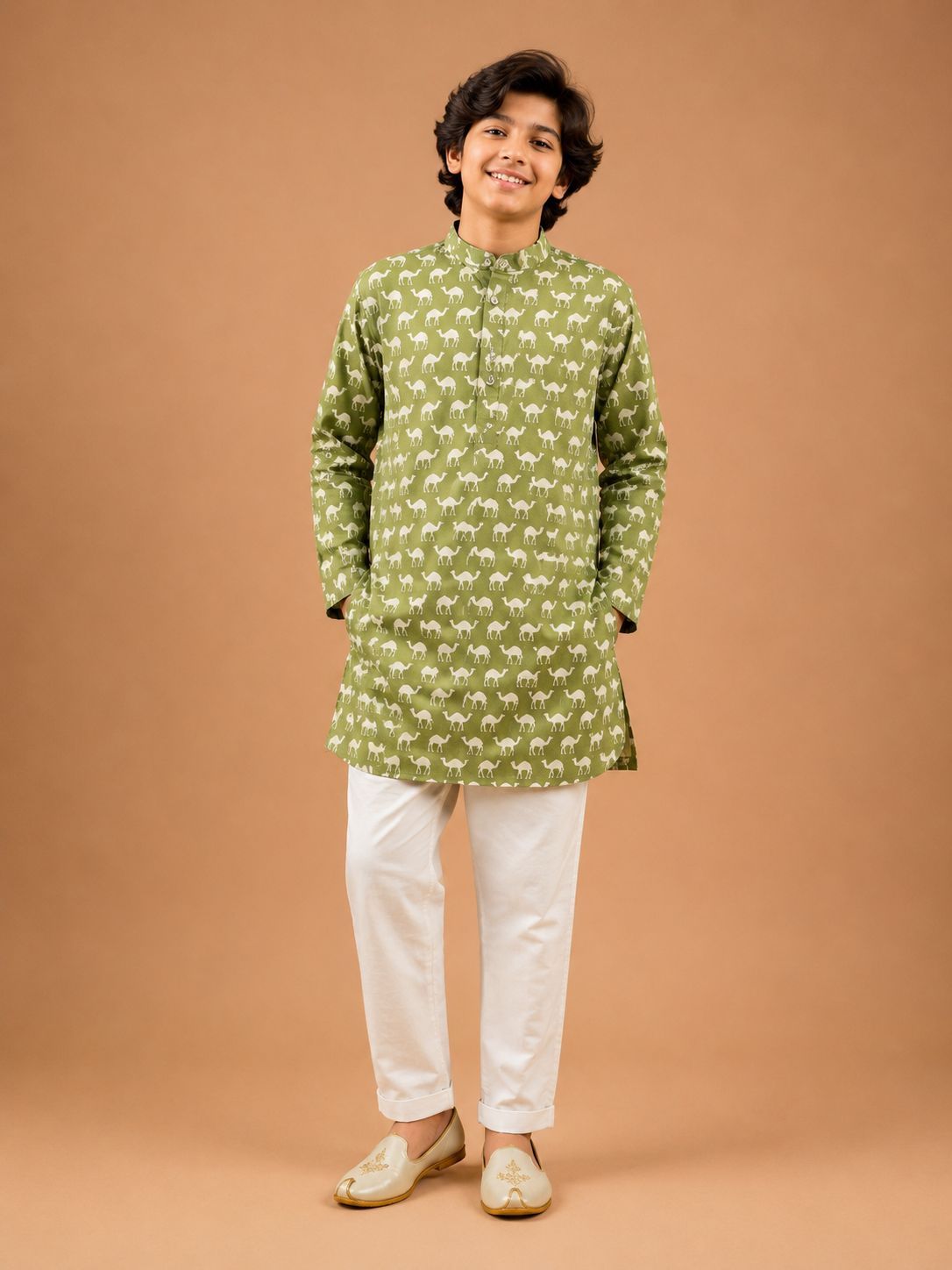 Green Camel Kurta Boys