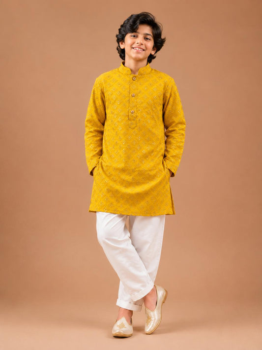 Yellow Mirror Kurta Pajama