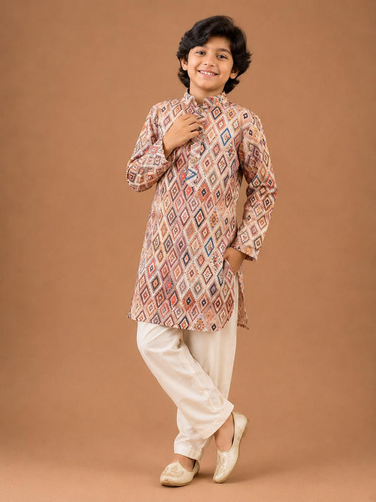 Multicolour Diamond Kurta Pyjama Set