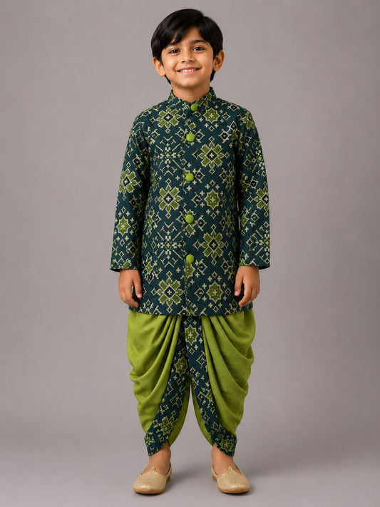 Green Patola Kurta with Dhoti