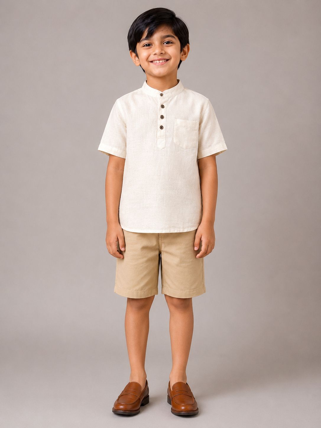 Kids Cream Short Sleeve Kurta