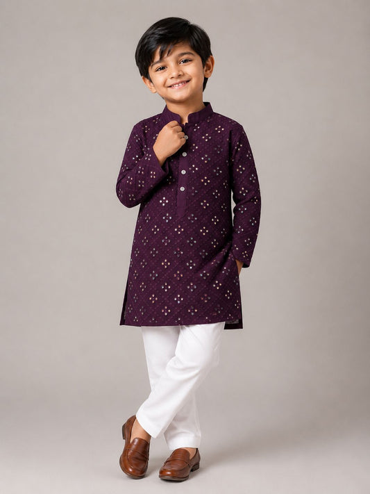 Deep Plum Mirror Kurta Set