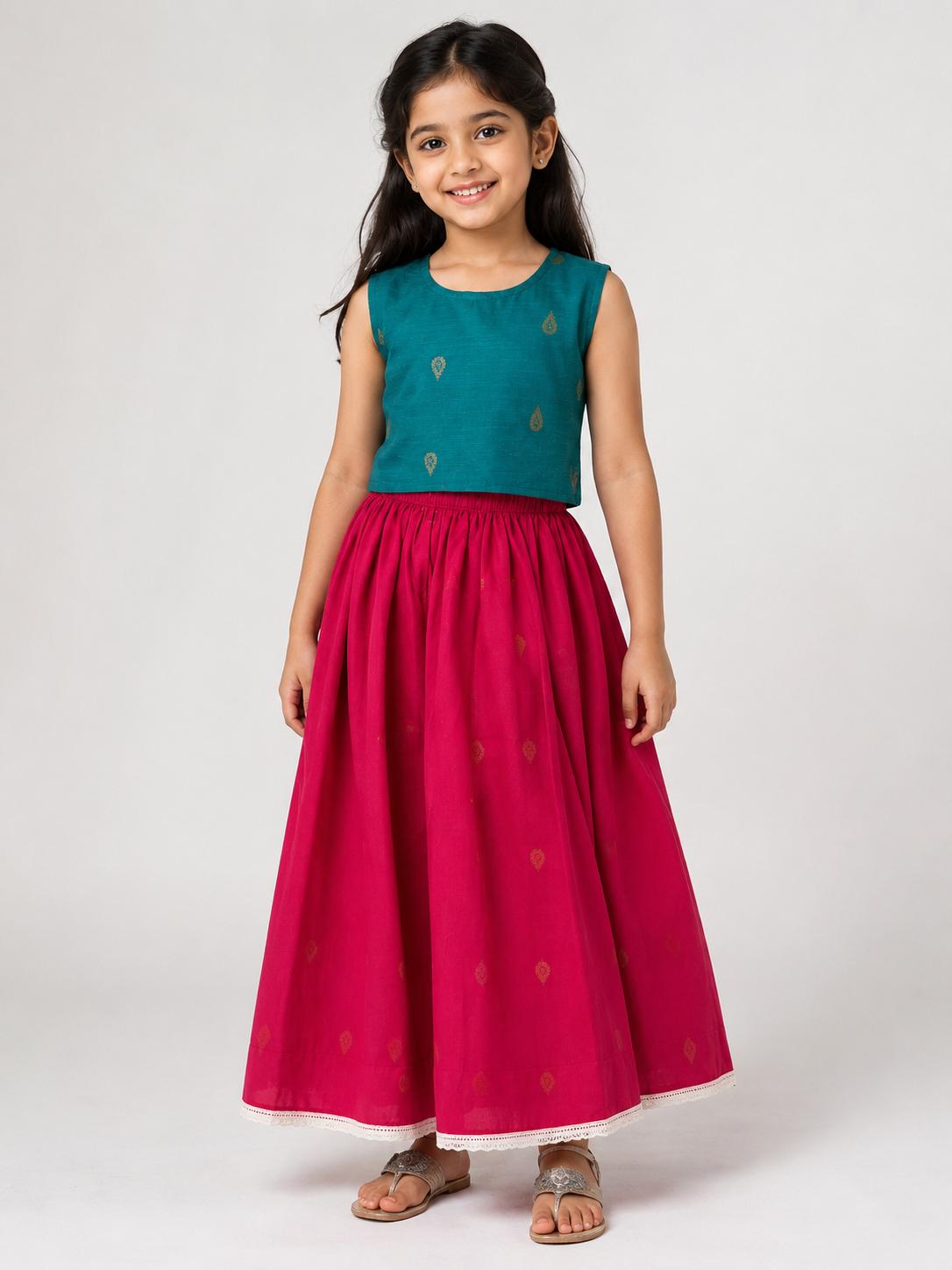 Teal Drop Top with Fuchsia Skirt