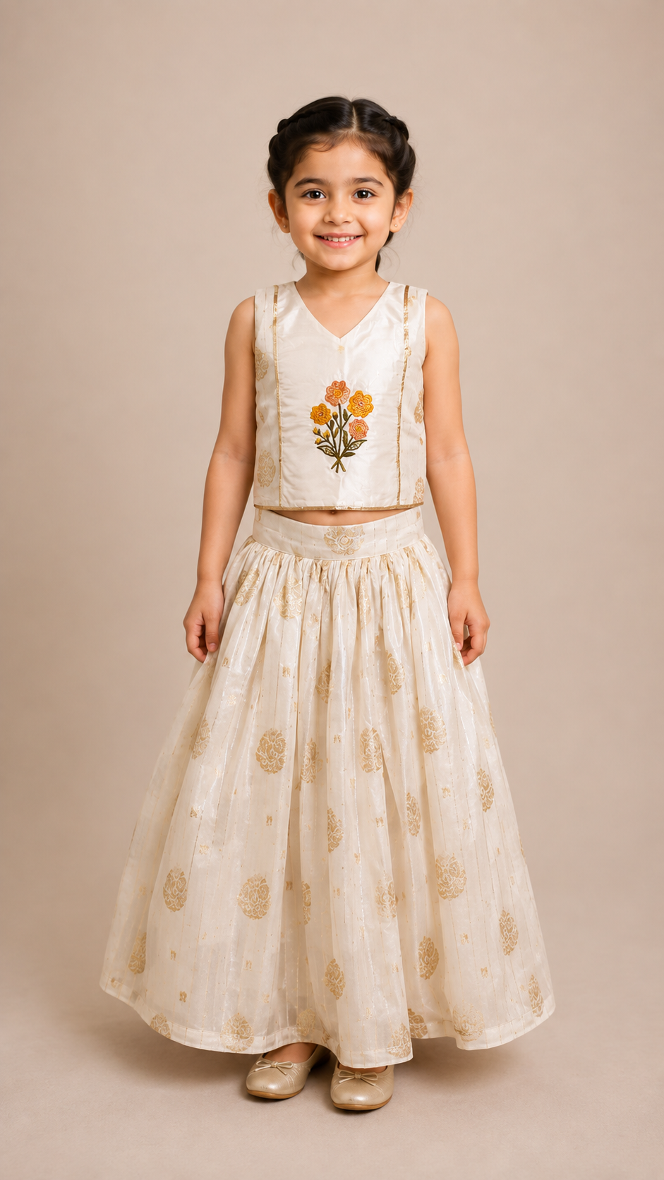 Ivory Floral Pavadai