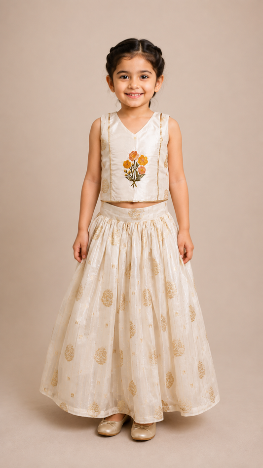 Ivory Floral Pavadai