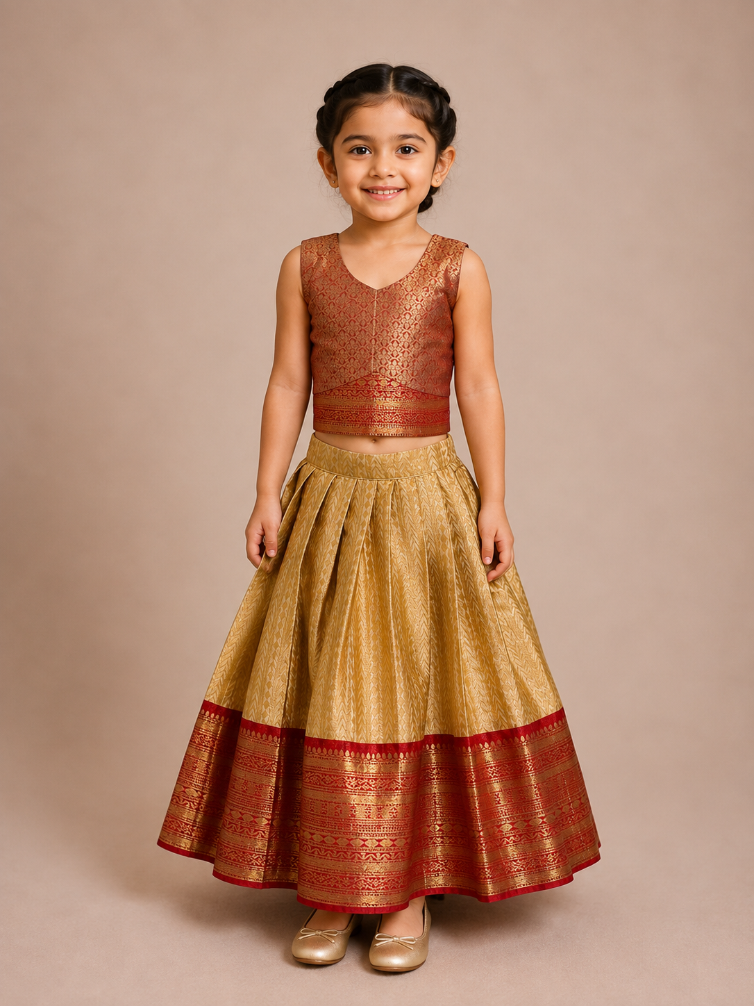 Coral Gold Pavadai