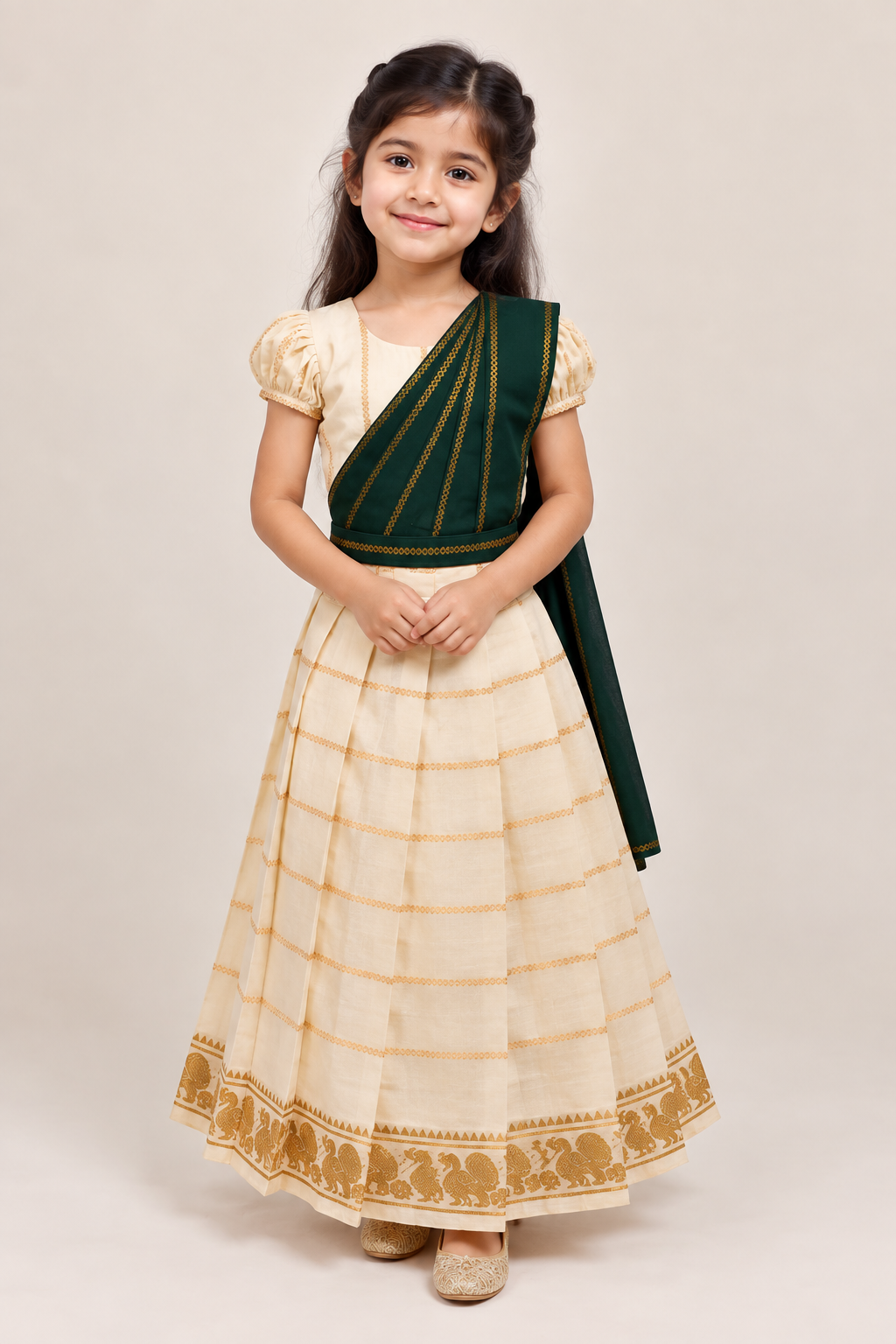 Pachai Veldhari Half Saree Set